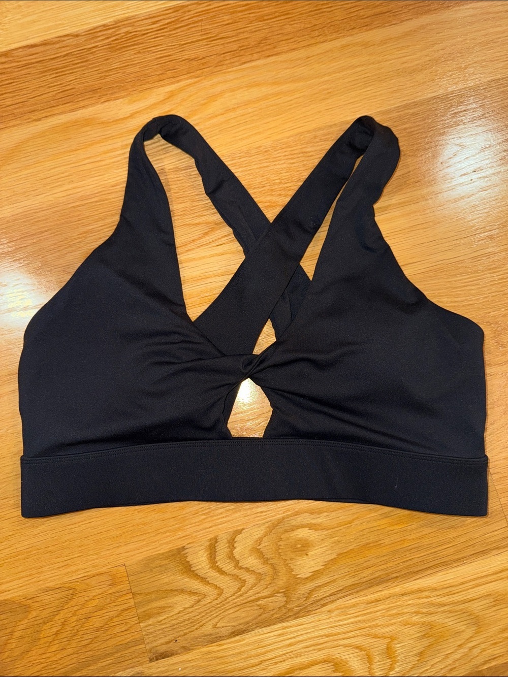 Black Cross Back Sports Bra Activewear Yoga Gym Size L Estimated Tag Missing